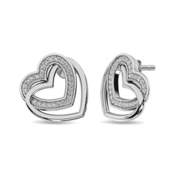 Diamond Duel Heart Earrings 1/50 ct tw in Sterling Silver - Larson Jewelers