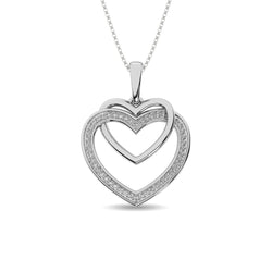 Diamond Duel Heart Pendant 1/10 ct tw in Sterling Silver - Larson Jewelers