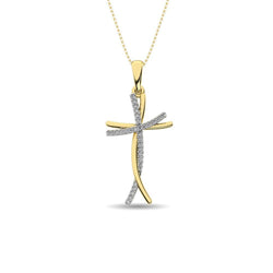 Diamond Cross Pendant 1/10 ct tw in 10K Yellow Gold - Larson Jewelers