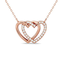 Diamond Duel Heart Fashion Necklace 1/8 ct tw in 10K Rose Gold - Larson Jewelers