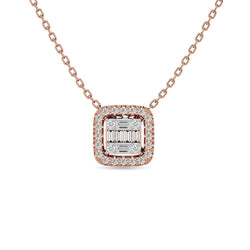 Diamond 1/4 Ct.Tw. Round and Baguette Fashion Pendant in 14K Rose Gold - Larson Jewelers