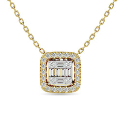 Diamond 1/4 Ct.Tw. Round and Baguette Fashion Pendant in 14K Yellow Gold - Larson Jewelers