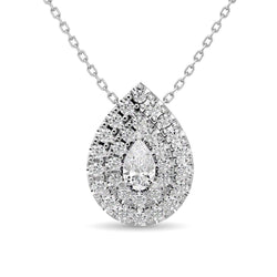 Diamond Pear Cut Double Halo Pendant 3/8 ct tw in 14K White Gold - Larson Jewelers