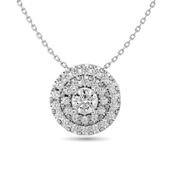 Diamond Round Cut Double Halo Pendant 3/8 ct tw in 14K White Gold - Larson Jewelers