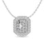 Diamond Emerald Cut Double Halo Pendant 3/8 ct tw in 14K White Gold - Larson Jewelers