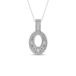 Diamond 5/8 Ct.Tw. Round and Baguette Fashion Pendant in 14K White Gold - Larson Jewelers