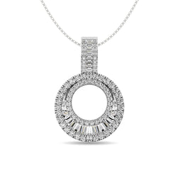 Diamond 5/8 Ct.Tw. Round and Baguette Fashion Pendant in 14K White Gold - Larson Jewelers