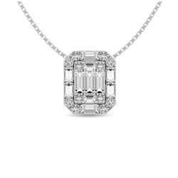 Diamond 1/4 Ct.Tw. Round and Baguette Fashion Pendant in 14K White Gold - Larson Jewelers