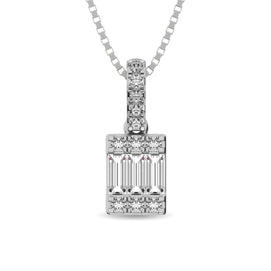 Diamond 1/6 Ct.Tw. Round and Baguette Fashion Pendant in 14K White Gold - Larson Jewelers