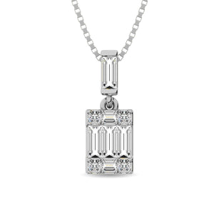 Diamond 1/6 Ct.Tw. Round and Baguette Fashion Pendant in 14K White Gold - Larson Jewelers