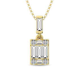 Diamond 1/6 Ct.Tw. Round and Baguette Fashion Pendant in 14K Yellow Gold - Larson Jewelers