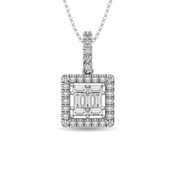 Diamond 1/3 Ct.Tw. Round and Baguette Fashion Pendant in 14K White Gold - Larson Jewelers