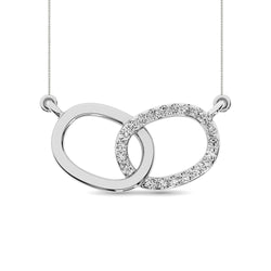 Diamond 1/20 ct tw Symatrical Oval Necklace in 10K White Gold - Larson Jewelers