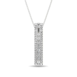 Diamond 1/4 Ct.Tw. Round and Baguette Fashion Pendant in 10K White Gold - Larson Jewelers