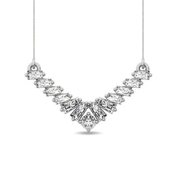 Diamond 1/5 Ct.Tw. Round and Baguette Fashion Necklace in 10K White Gold - Larson Jewelers