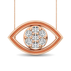 Diamond 1/8 ct tw round and Baguette Eye Necklace in 10K Rose Gold - Larson Jewelers