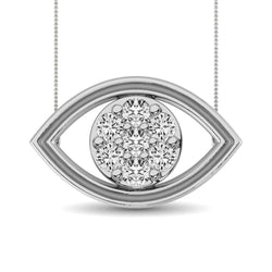 Diamond 1/8 ct tw round and Baguette Eye Necklace in 10K White Gold - Larson Jewelers