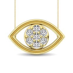 Diamond 1/8 ct tw round and Baguette Eye Necklace in 10K Yellow Gold - Larson Jewelers