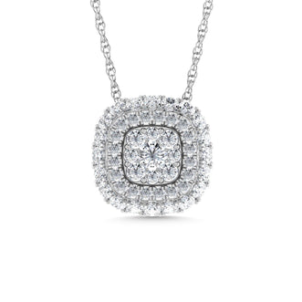 Diamond 1/2 Ct.Tw. Cluster Fashion Pendant in 14K White Gold - Larson Jewelers