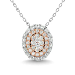 Diamond 1/2 Ct.Tw. Cluster Round Pendant in 14K Two Tone Gold - Larson Jewelers