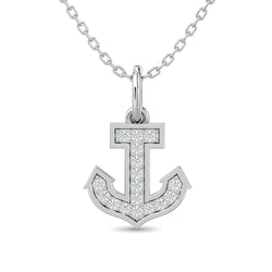 Diamond Anchor Pendant 1/10 ct tw in 10K White Gold - Larson Jewelers