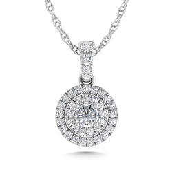 Diamond 3/8 ct tw Round Shape Fashion Pendant in 14K White Gold - Larson Jewelers