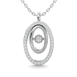 Diamond 1/4 Ct.Tw. Oval Shape Pendant in 14K White Gold - Larson Jewelers