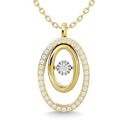 Diamond 1/4 Ct.Tw. Oval Shape Pendant in 14K Yellow Gold - Larson Jewelers