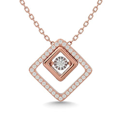 Diamond 1/4 Ct.Tw. Square Shape Pendant in 14K Rose Gold - Larson Jewelers