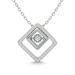 Diamond 1/4 Ct.Tw. Square Shape Pendant in 14K White Gold - Larson Jewelers