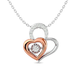 Diamond Shimmering Duel Heart Pendant 1/6 ct tw in 10K White Gold - Larson Jewelers