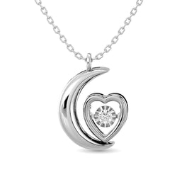 Diamond Shimmering Moon and Heart Pendant 1/20 ct tw in Sterling Silver - Larson Jewelers