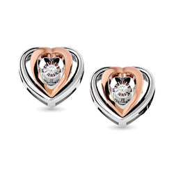 Diamond Two Tone Heart Earrings 1/20 ct tw in 10K White Gold - Larson Jewelers