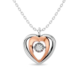 Diamond Shimmering Heart Pendant 1/20 ct tw in 10K Two Tone Gold - Larson Jewelers