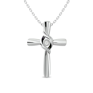 Diamond 1/50 ct tw Cross Pendant in Sterling Silver - Larson Jewelers