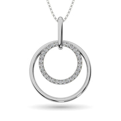 Diamond 1/8 ct tw Duel Circle Pendant in 10K White Gold - Larson Jewelers