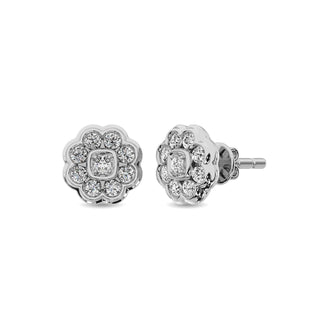 Diamond 2/5 ct tw Flower Earrings in 10K White Gold - Larson Jewelers