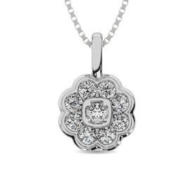 Diamond 1/4 ct tw Flower Pendant in 10K White Gold - Larson Jewelers