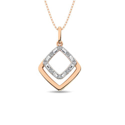 Diamond 1/8 Ct.Tw. Round and Baguette Fashion Pendant in 14K Two Tone Gold - Larson Jewelers