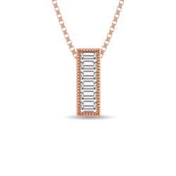 Diamond 1/20 Ct.Tw. Round and Baguette Fashion Pendant in 10K Rose Gold - Larson Jewelers