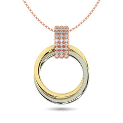 Diamond 1/10 ct tw Circle Shape Pendant in 10K Three Tone Gold - Larson Jewelers