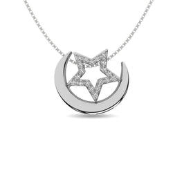 Diamond 1/20 ct tw Moon and Star Pendant in Sterling Silver - Larson Jewelers