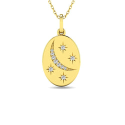 Diamond 1/20 ct tw Oval Disc Necklace in 10K Yellow Gold - Larson Jewelers