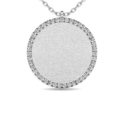 Diamond 1/8 ct tw Circle Disc Matt Finish Pendant in 10K White Gold - Larson Jewelers