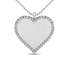 Diamond 1/8 ct tw Heart Disc Matt Finish Pendant in 10K White Gold - Larson Jewelers