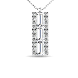 Diamond 1/2 Ct.Tw. Bar Pendant in 14K White Gold - Larson Jewelers