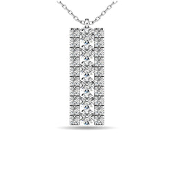 Diamond 1/4 ct tw Bar Pendant in 14K White Gold - Larson Jewelers