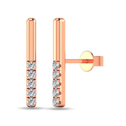 Diamond 1/10 ct tw Bar Earrings in 10K Rose Gold - Larson Jewelers