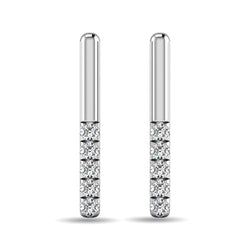 Diamond 1/10 ct tw Bar Earrings in 10K White Gold - Larson Jewelers