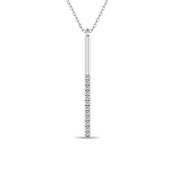 Diamond 1/8 ct tw Diamline Bar Pendant in 10K White Gold - Larson Jewelers